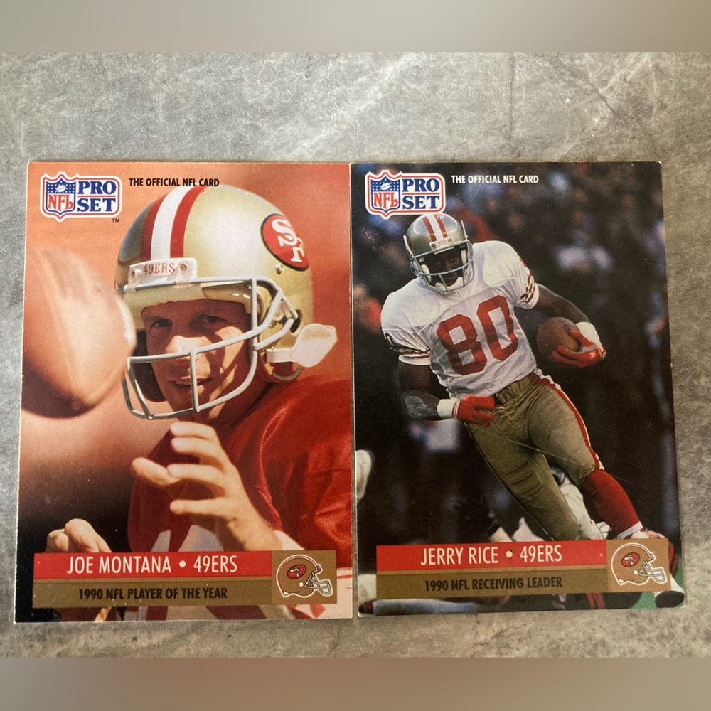 Joe Montana and Jerry Rice football card.